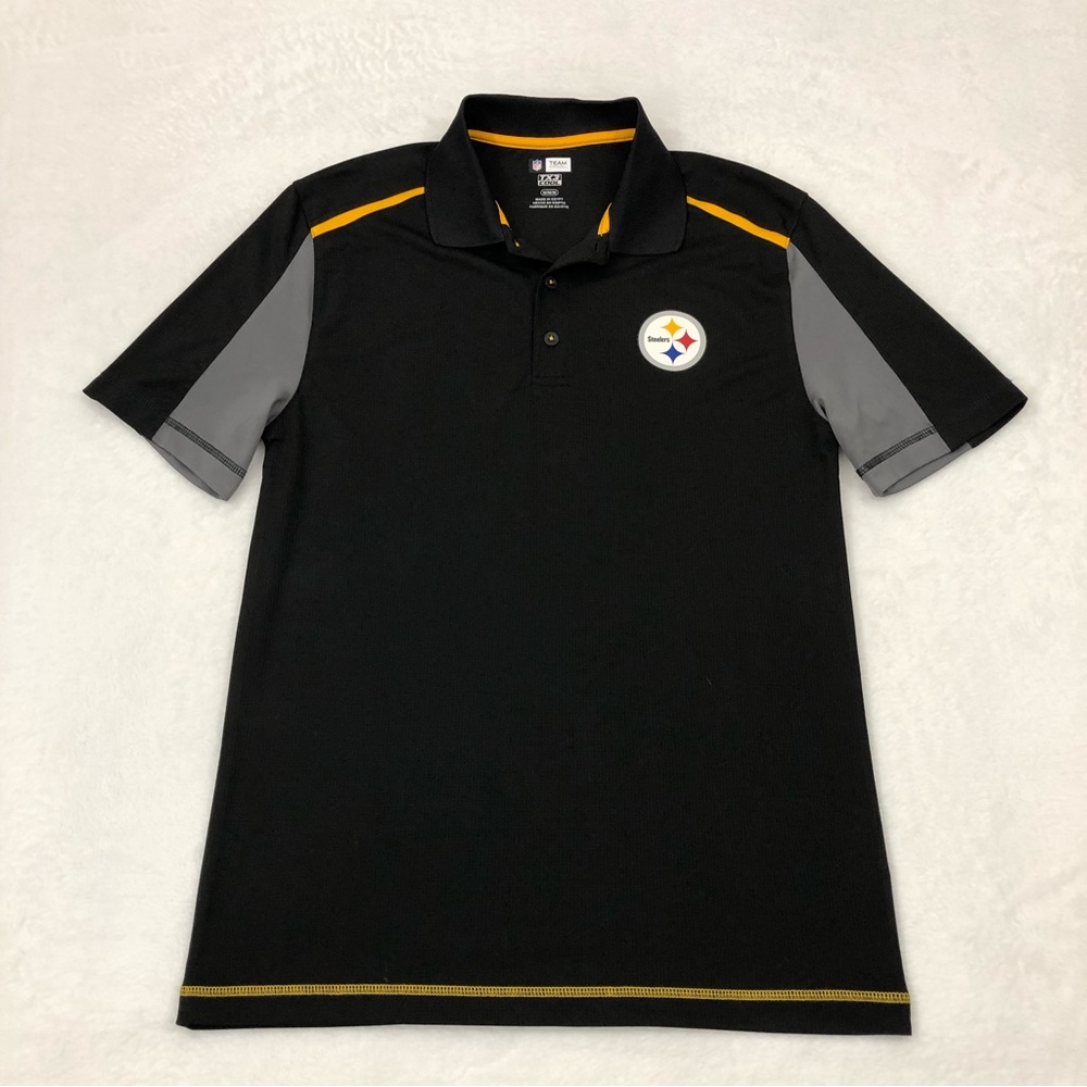 NFL Team Apparel Pittsburgh Steelers Football Black TX3 Golf Polo Shirt Mens M.